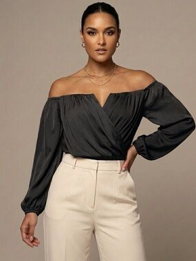 GUESS Off-Shoulder Wrap Blouse bodysuit